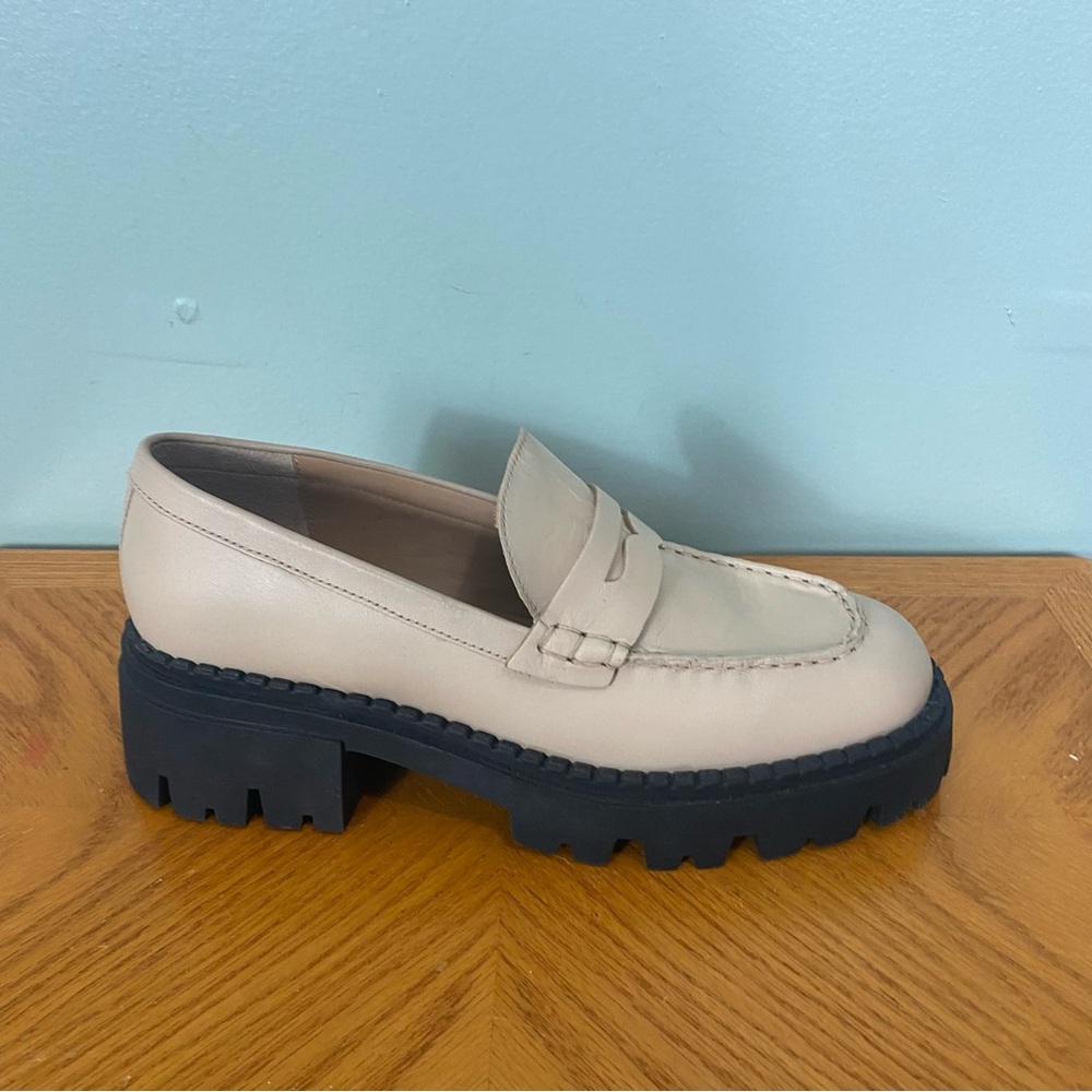 Free People Lyra Lug Sole Heeled Loafer‎ Cream Size 9